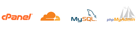 logos de cpanel, cloudflare, mysql y phpmyadmin